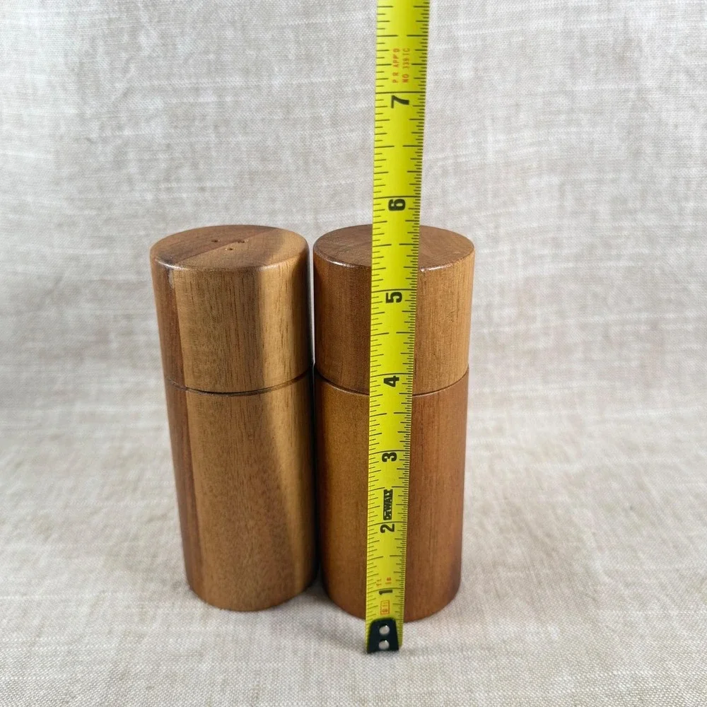 Vintage Teak Salt & Pepper Shakers Danish Modern Wood Grinder Set